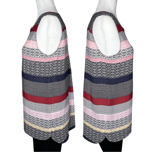 TALBOTS Blouse Sleeveless Button Front Career Office Striped Multicolor Small S - Picture 7 of 14